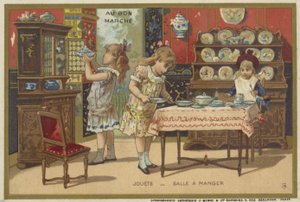 Au Bon Marche-kaarten met kinderspellen door French School