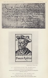 Handtekening van Rabelais, portret van Rabelais (litho)