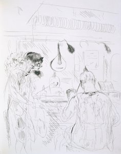 Achter de schermen bij een Parijs Bal de Nuit of circus, uit Paris Sketches: Etchings door Forain en Raffaelli, 1880 door French School