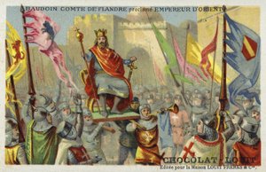 Boudewijn IX, Graaf van Vlaanderen, uitgeroepen tot Keizer van Constantinopel, 1204 door French School