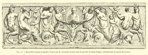 Romeins marmeren bas-reliëf, gevonden door M. Alexandre Lenoir in de sacristie van Saint-Sulpice, momenteel in het Louvre