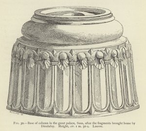 Basis van kolom in het grote paleis, Susa, na de fragmenten meegebracht door Dieulafoy, Hoogte, circa 1 m 50 cm, Louvre door French School