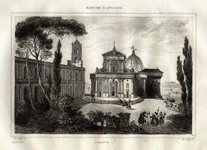 Basilica della Santa Casa - Loreto - Heiligdom van Lorette - Loreto - Basiliek van Onze-Lieve-Vrouw van Loreto - Heilige Huis van Loreto of Huis van Nazareth - Gravure uit 