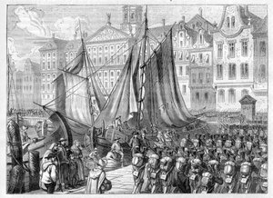 Bataafse Revolutie - De Franse generaal Jean Charles Pichegru (1761-1804) betreedt Amsterdam met zijn leger - Franse troepen betreden Amsterdam, 20 januari