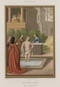 Bathseba in bad door French School