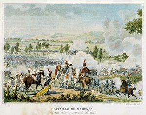 Slag bij Marengo (Piëmont - Italië) op 14 juni 1800, waarbij Bonaparte de overwinning behaalde op de Oostenrijkers