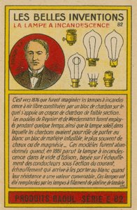 Kaart van mooie uitvindingen, gloeilampen door French School