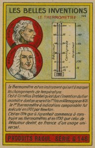Mooie uitvindingen kaart, thermometer door French School