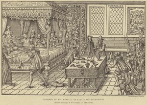 Slaapkamer van koning Hendrik II van Frankrijk, Palais des Tournelles, Parijs, 16e eeuw door French School