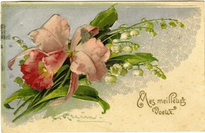 Beste wensen van lelietje-van-dalen en bloemen door French School