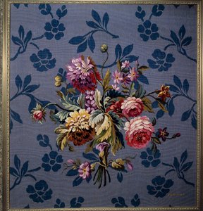 Boeket bloemen op een blauwe achtergrond door French School