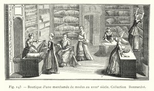 Winkel van een modehandelaar in de 18e eeuw, collectie Bonnardot door French School
