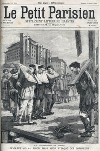 Boksersopstand in China in 1898: Opstandelingen aan de schandpaal voor het aanvallen van Europeanen. Omslag van 
