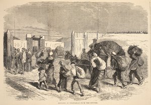 Groenten uit de buitenwijken halen, illustratie uit Cassells Geschiedenis van de Oorlog tussen Frankrijk en Duitsland, 1870-1871 door French School