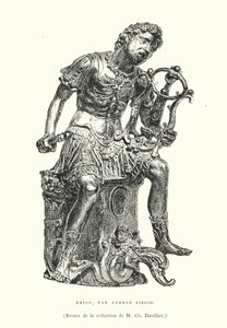 Bronzen figuur van de oude Griekse dichter Arion, door de Italiaanse renaissancebeeldhouwer Andrea Riccio, laat 15e of begin 16e eeuw (gravure) door French School