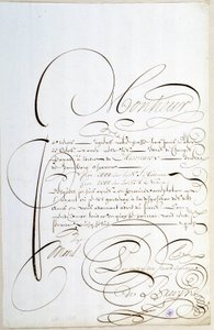 Calligrafie: Brief van rekeningen gecalligrafeerd rond 1678 door Francois de Bruyn door French School