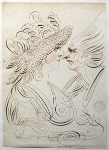 Calligrafie: Profielportretten rond 1780 door Bernard de Paris door French School