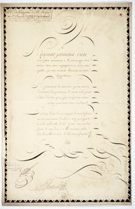 Kalligrafie: Ontvangststuk gedateerd 1737 door Andre Francois Roland door French School