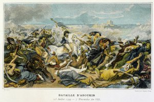 Campagne (Expeditie) van Egypte (1798-1801): Joachim Murat (1767-1815) tijdens de Slag bij Aboukir op 25 juli 1799 waarbij Bonaparte de Turken in zee dreef