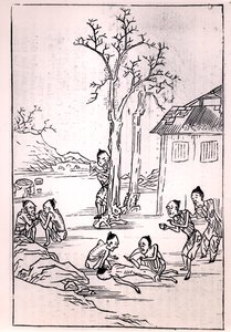 Kannibalisme in China, uit een Chinese tekening, 1870