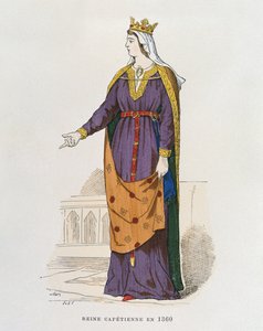 Capetiaanse koningin in 1360, uit Costumes civils et militaires des francais a travers les siecles door French School