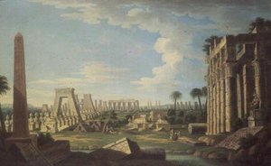 Capriccio met Egyptische ruïnes door French School