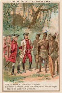 Kapitein James Cook ontmoet Maori-hoofden in Nieuw-Zeeland, 1769 door French School