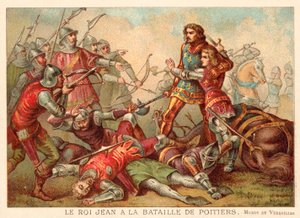 Gevangenneming van Jan II van Frankrijk bij de Slag bij Poitiers door French School