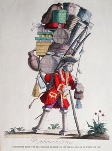 Karikatuur van Henri Jacques Nompar de Caumont (1675-1726), 5e hertog van La Force, gemaakt door de 