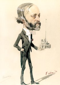 Karikatuur van de architect, Eugène Emmanuel Viollet-le-Duc