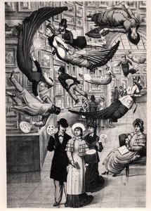 Karikatuur van bezoekers aan de Paris Salon van 1880