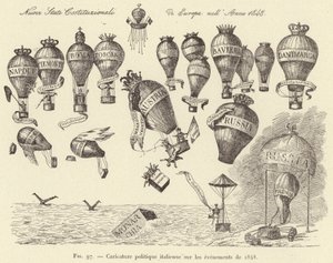 Italiaanse politieke karikatuur over de gebeurtenissen van 1848