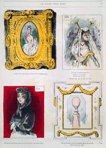 Karikaturen van schilders, Franz Xavier Winterhalter, Glaize Fils, illustratie uit Le Salon pour Rire door French School