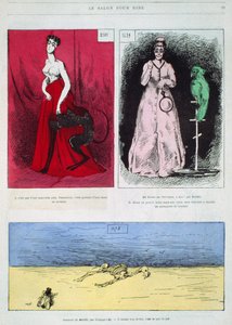 Karikaturen van schilders, Henri Regnault, Edouard Manet, Gustave Guillaumet, illustratie uit Le Salon pour Rire