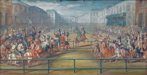 Carrousel van Amazones in 1682 door French School