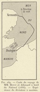 Kaart van de reis van MM Herve en Allouard aan boord van de National (1886), Ervaring van de maxima-afleider door French School