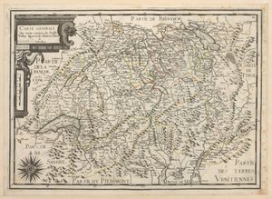 Algemene kaart van de dertien kantons van Zwitserland, Vallay, Ligues, Grise, Maison-Dieu, en Valteline door French School