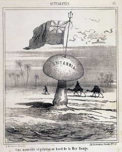 Cartoon: Nieuwe vegetatie aan de Rode Zee (Britse paddenstoel koloniseert Egypte) - 01/02/1868 door French School