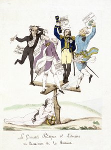Cartoon over Napoleon Bonaparte. De politieke en literaire windvaan waar het fortuin voorbijgaat. door French School