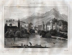 Kasteel van Ivrea - Gravure uit 