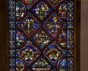 Kathedraal van Chartres, glas-in-lood: leven van Noach, detail centrum door French School