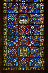 Kathedraal van Chartres, detail van het glas-in-lood van vrede