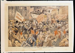 Vieringen in de straten van Londen na het nieuws van de vrede in de Transvaal, mei 1902 door French School