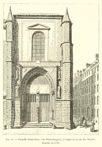 Kapel Saint-Yves, rue Saint-Jacques, op de hoek van de rue des Noyers, gesloopt in 1796 door French School