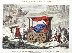 Kar van een luie koning en wagen van een boer - in 