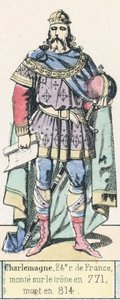 Karel de Grote, 24e koning van Frankrijk, besteeg de troon in 771, stierf in 814 door French School
