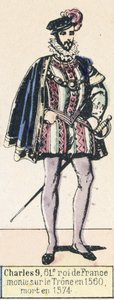 Karel IX, 61e koning van Frankrijk, besteeg de troon in 1560, stierf in 1574 door French School