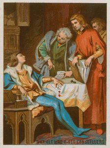 Karel VII met zijn raadgevers door French School