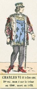 Karel VI genaamd de Geliefde, 53e koning, besteeg de troon in 1380, stierf in 1422 door French School