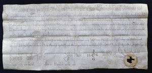 Handvest ondertekend door Hugues I Capet (941-996), Koning van Frankrijk, 988 door French School